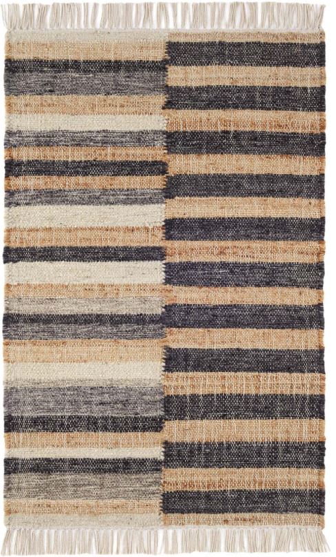 Modern Striped Jute Rug