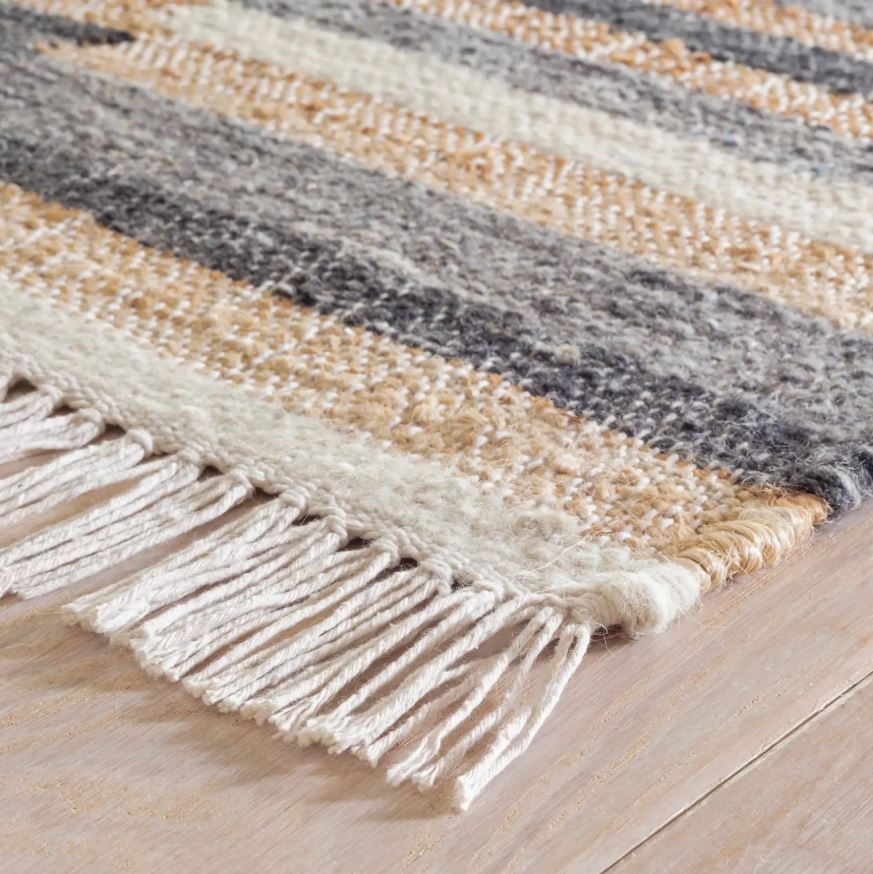 Modern Striped Jute Rug