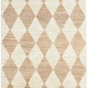 Beige Diamond Pattern Jute Rug