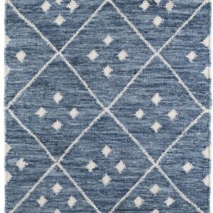Blue Diamond Pattern Wool Rug