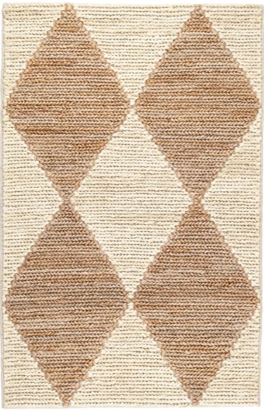 Beige Diamond Pattern Jute Rug