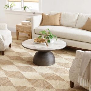 Beige Diamond Pattern Jute Rug
