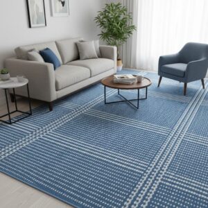 Modern Blue Flatweave Rug