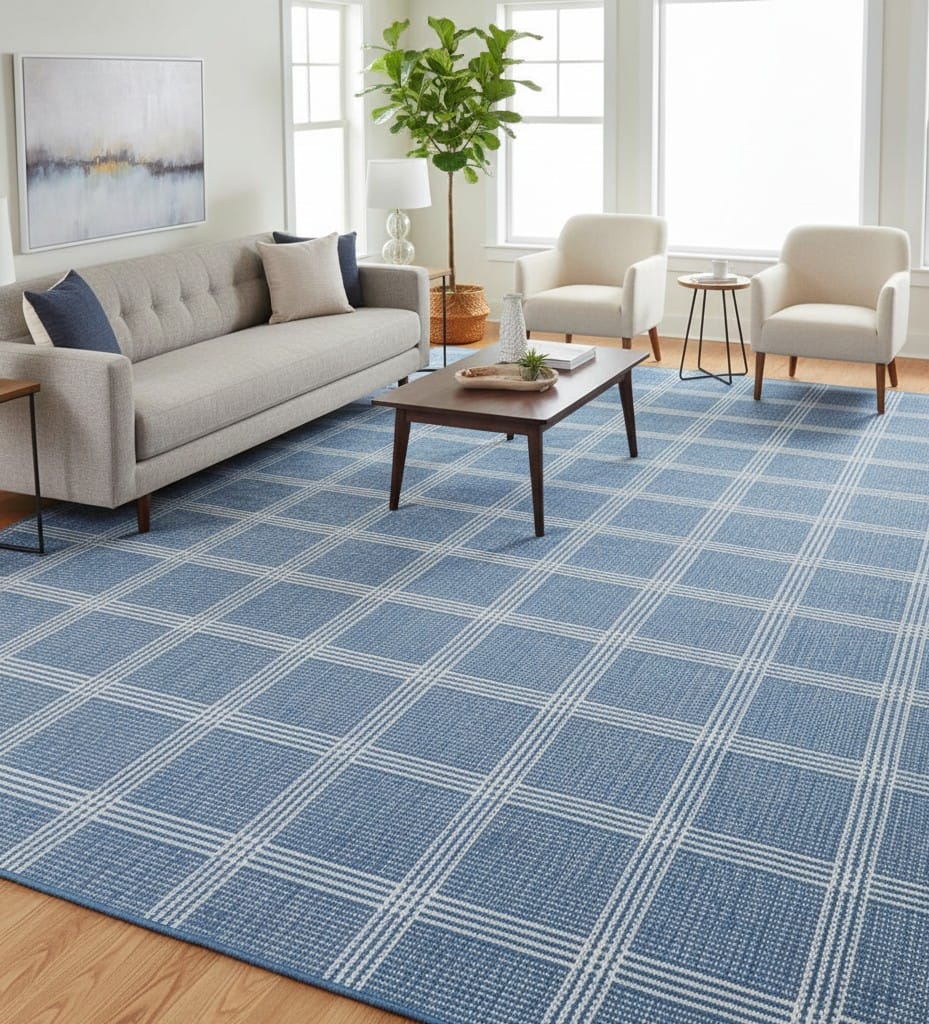 Modern Blue Flatweave Rug - Image 4