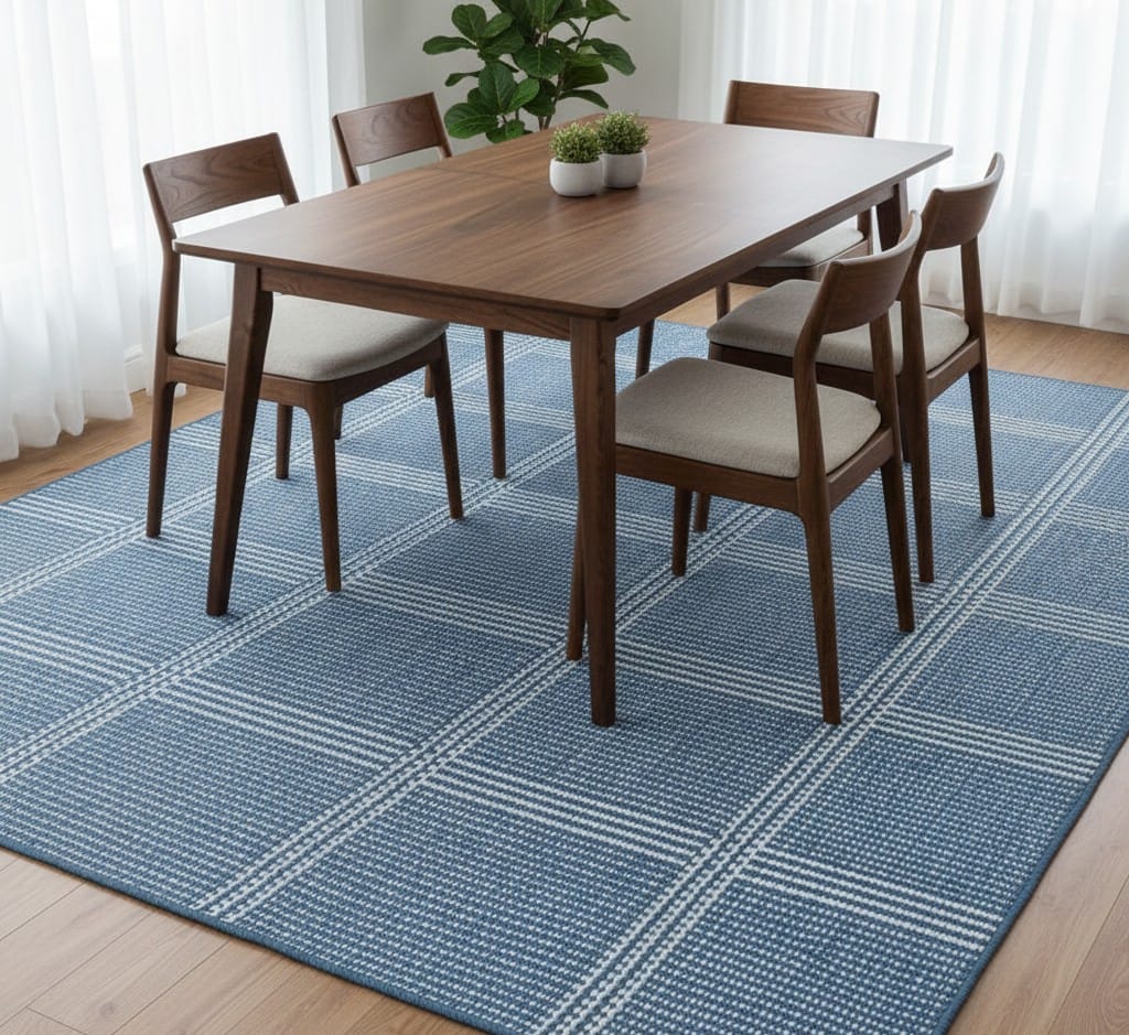 Modern Blue Flatweave Rug
