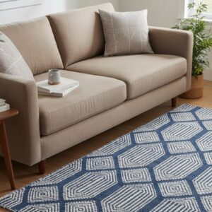 Blue Geometric Flatweave Rug