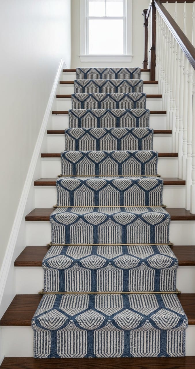 Blue Geometric Flatweave Rug