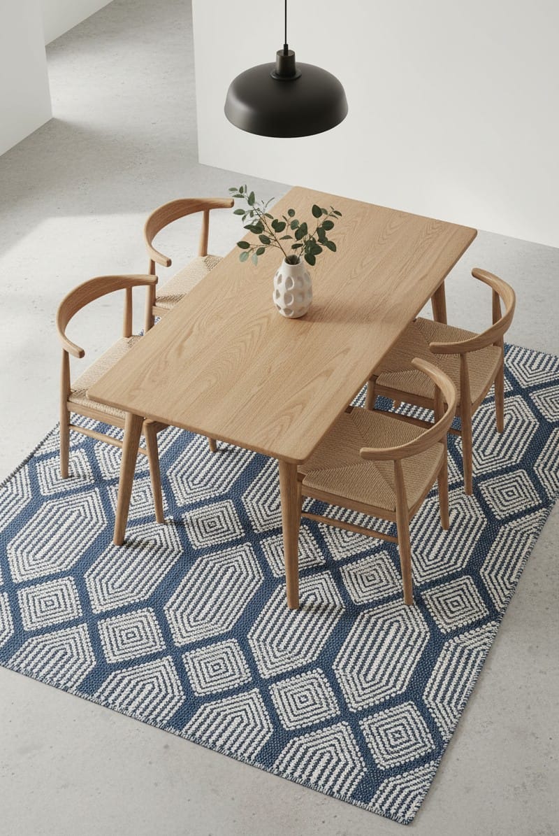 Blue Geometric Flatweave Rug - Image 3