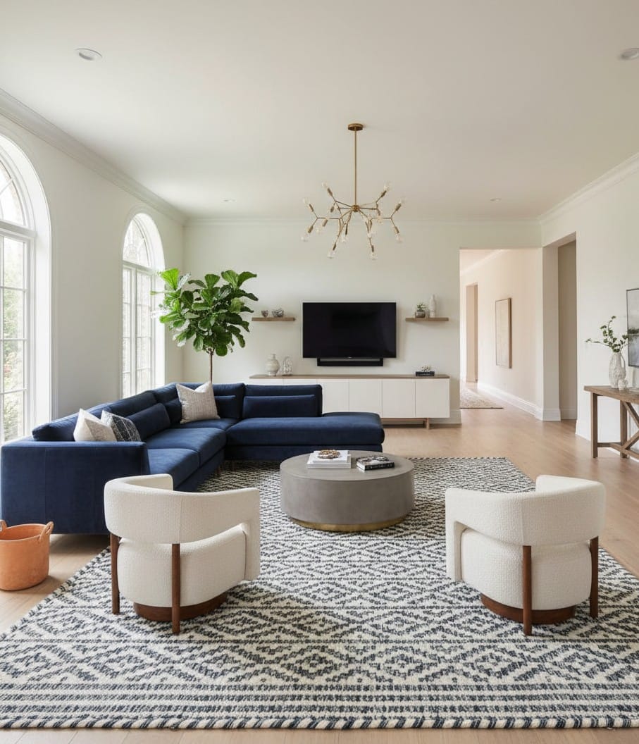 Diamond Pattern Wool Rug - Image 4