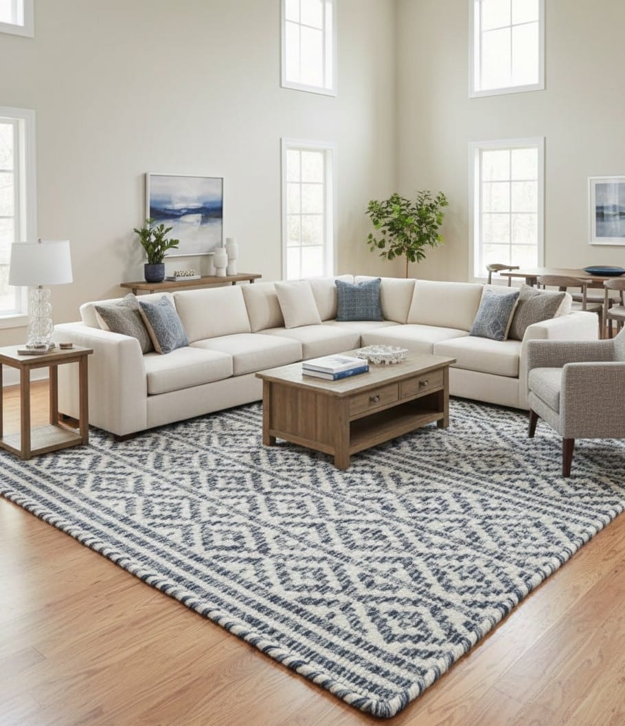 Diamond Pattern Wool Rug - Image 3