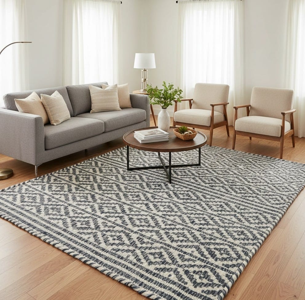 Diamond Pattern Wool Rug