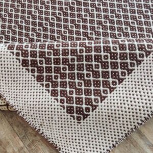 Brown & Ivory Diamond Pattern Handwoven Rug