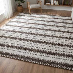 Neutral Brown & Ivory Wool Rug