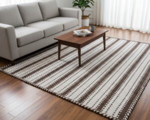 Neutral Brown & Ivory Wool Rug